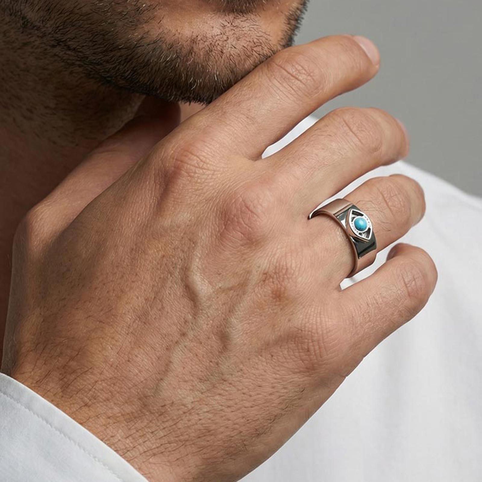 Men Accessories Evil Eye - Anillos clásicos con diseño de ojo